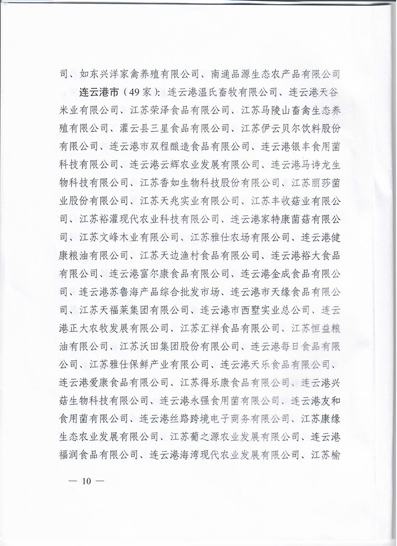 省级龙头企业批文（禽业）