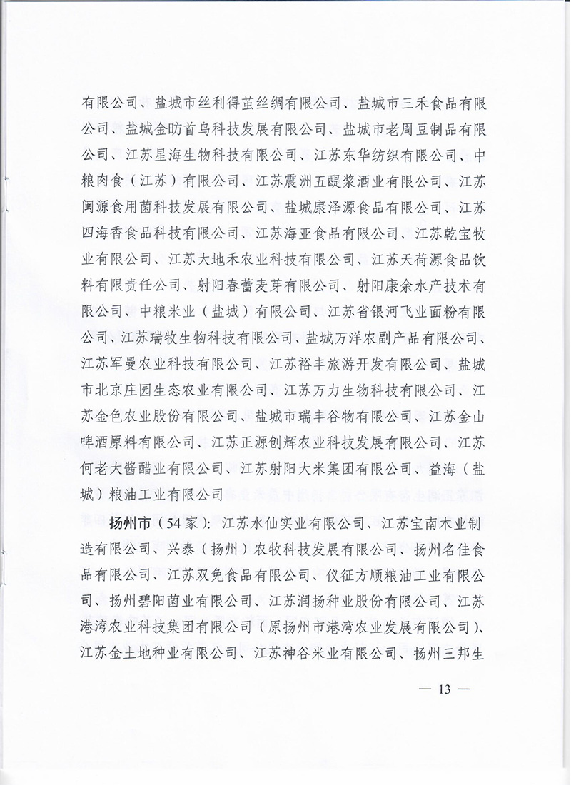 省级龙头企业批文（禽业）