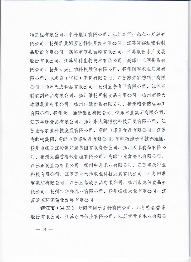 省级龙头企业批文（禽业）